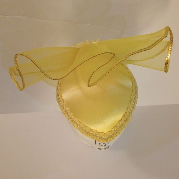 🆕👒 Vintage French Style Fascinator Church Hat - Yellow - Picture 3 of 7